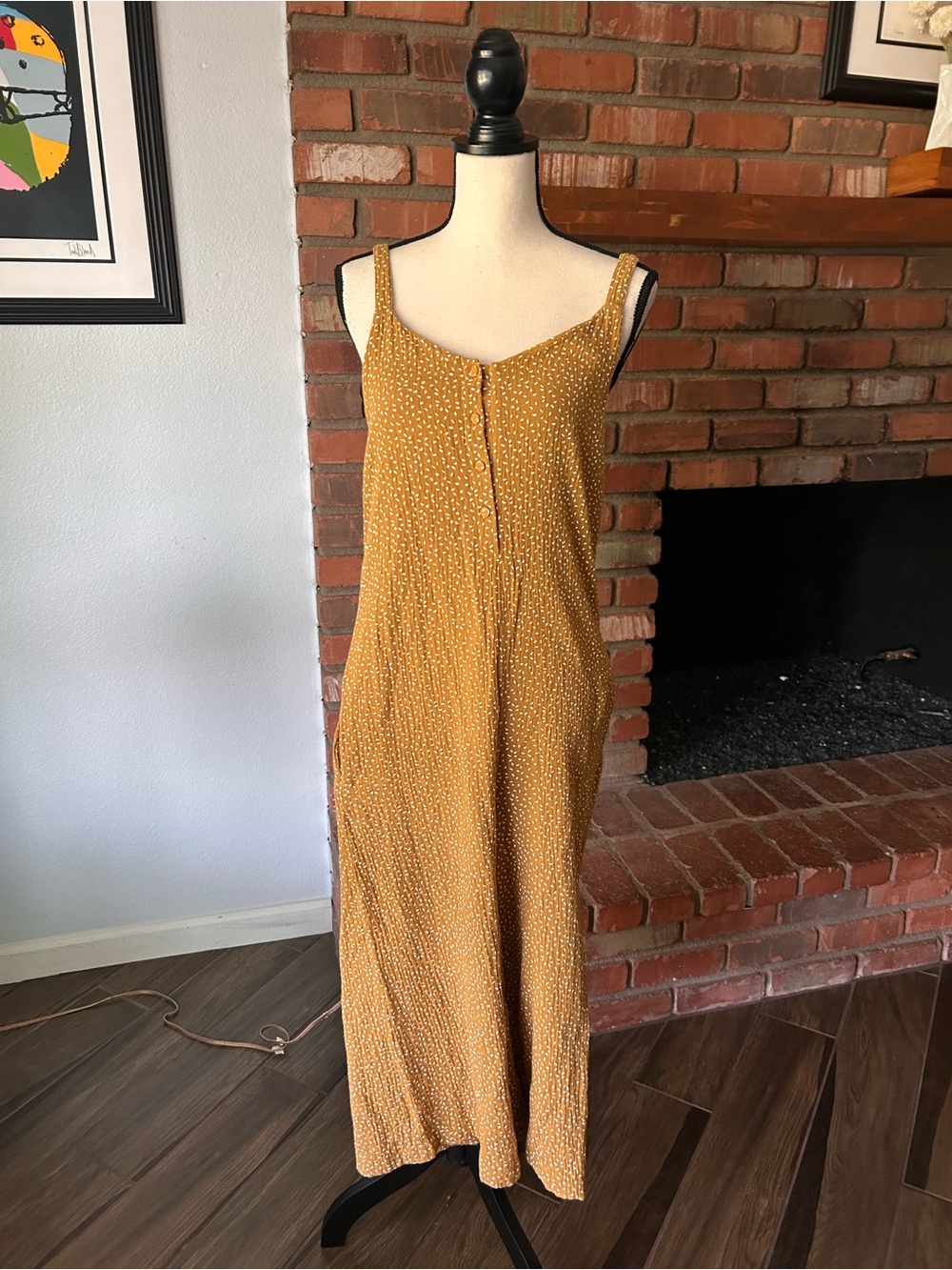Rylee + Cru Bridgette Jumpsuit in Saffron Yellow Seeds Sz M - Picture 2 of 7